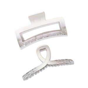 BLACK AND WHITE GRADIENT XL CLAW CLIPS (WHITE OMBRE)